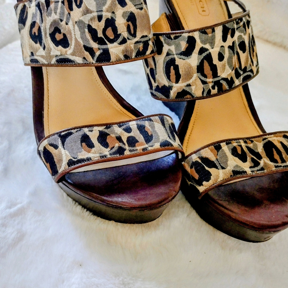 Coach Leopard Print Platform Sandals